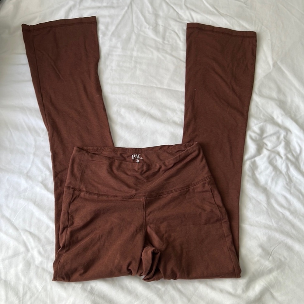 PAC cares brown high waist flared leggings